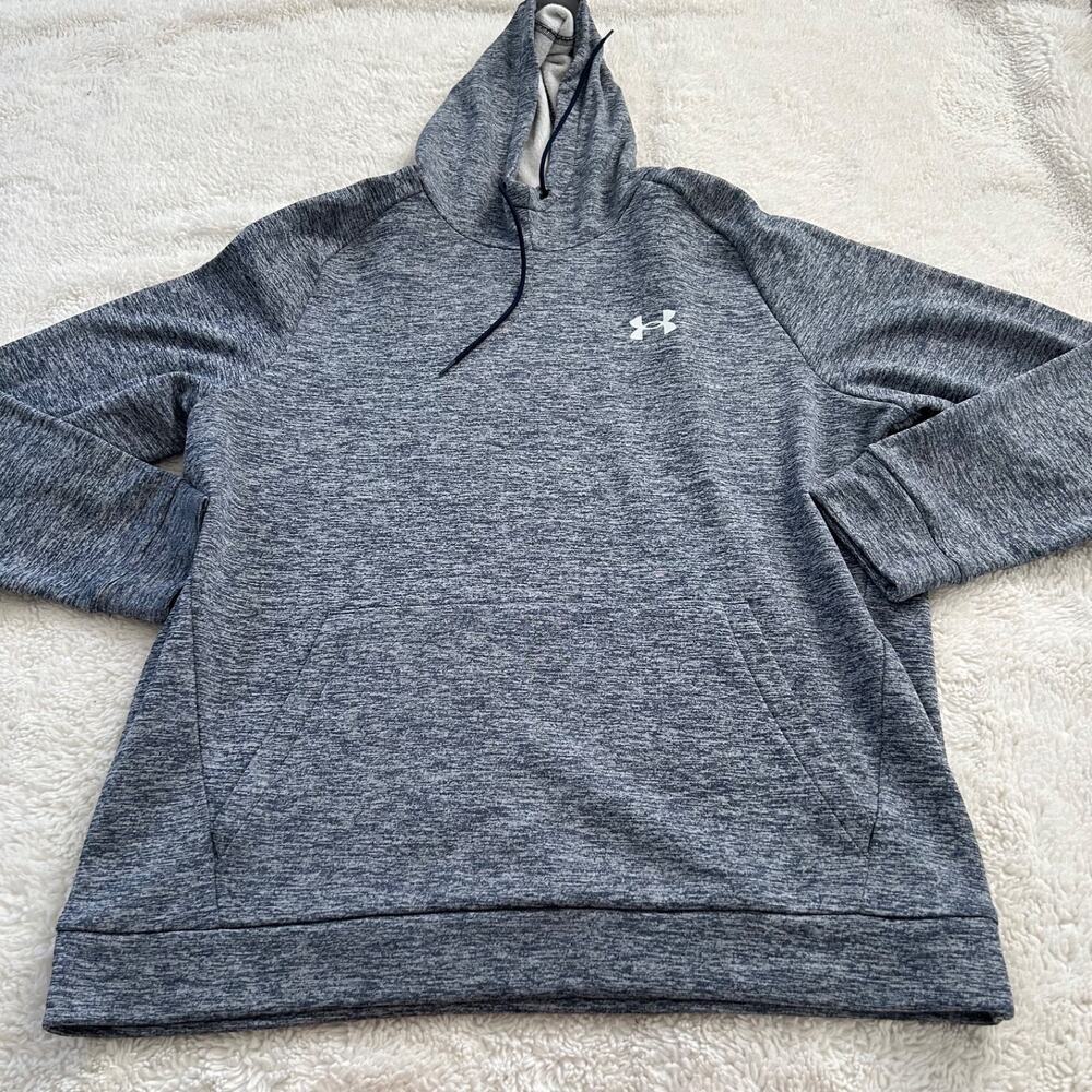 Under Armour Men Armour Fleece Twist Hoodie Navy XXL Gorpcore Hiking Gym Workout - Picture 2 of 7